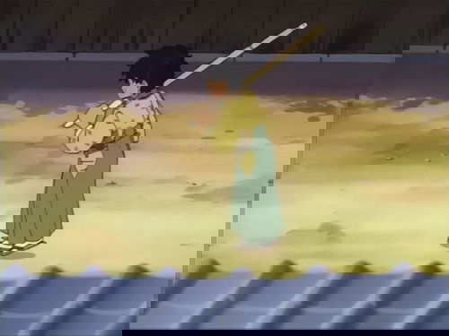 Ha nacido un nuevo espadachín, el combate del discípulo Yoshi