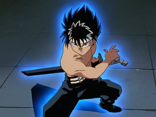 ¡La espada de Hiei hace pedazos a su enemigo!